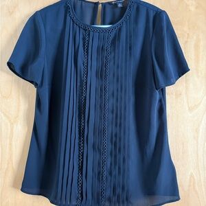 Brooks Brothers Navy Pleated Blouse
